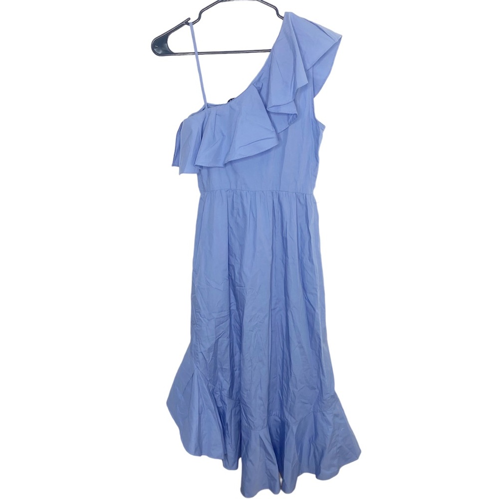 Sandro Ruffled One Shoulder Sky Blue Lover Dress party flirty lightweight cotton - Picture 8 of 8